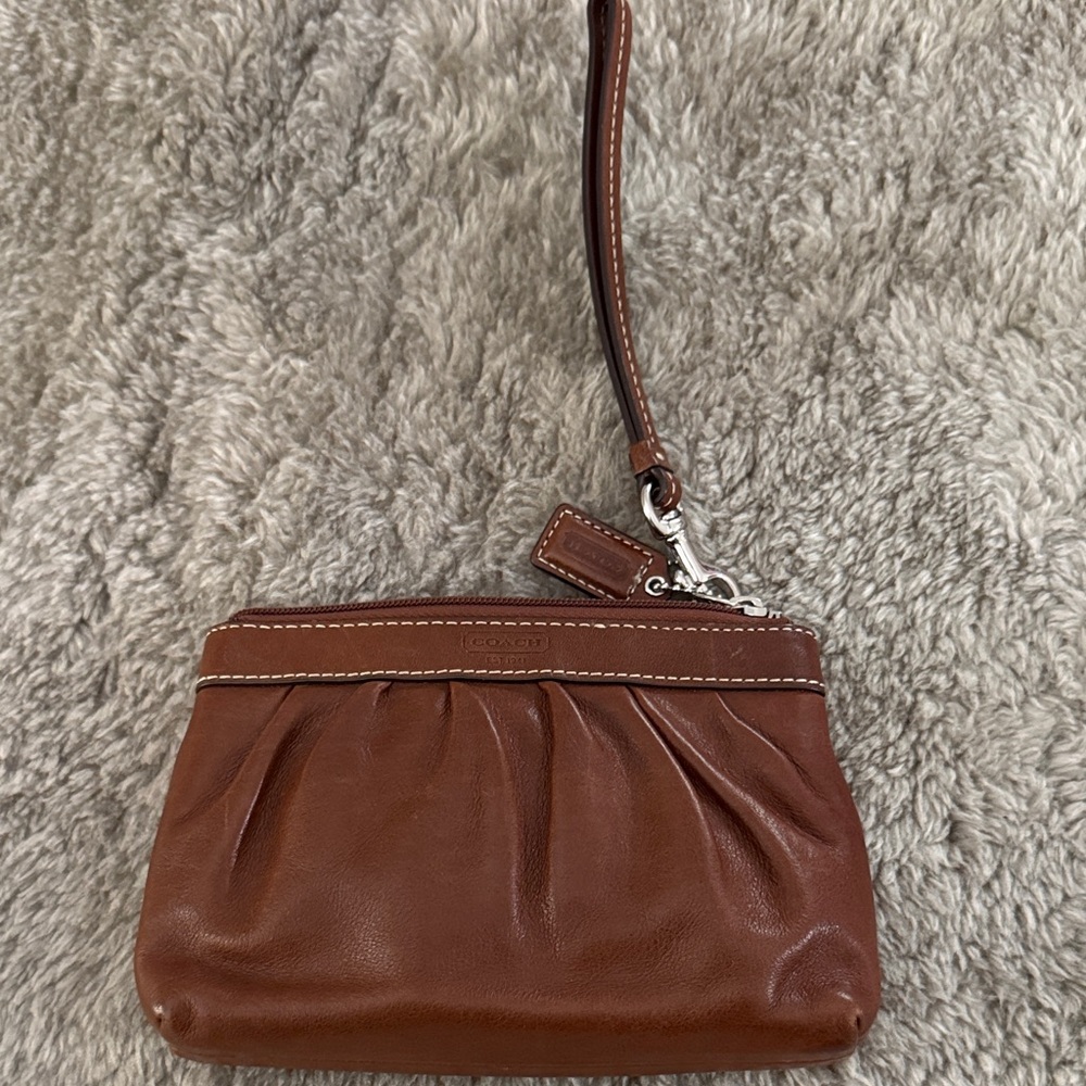 Coach Brown Leather Wristlet